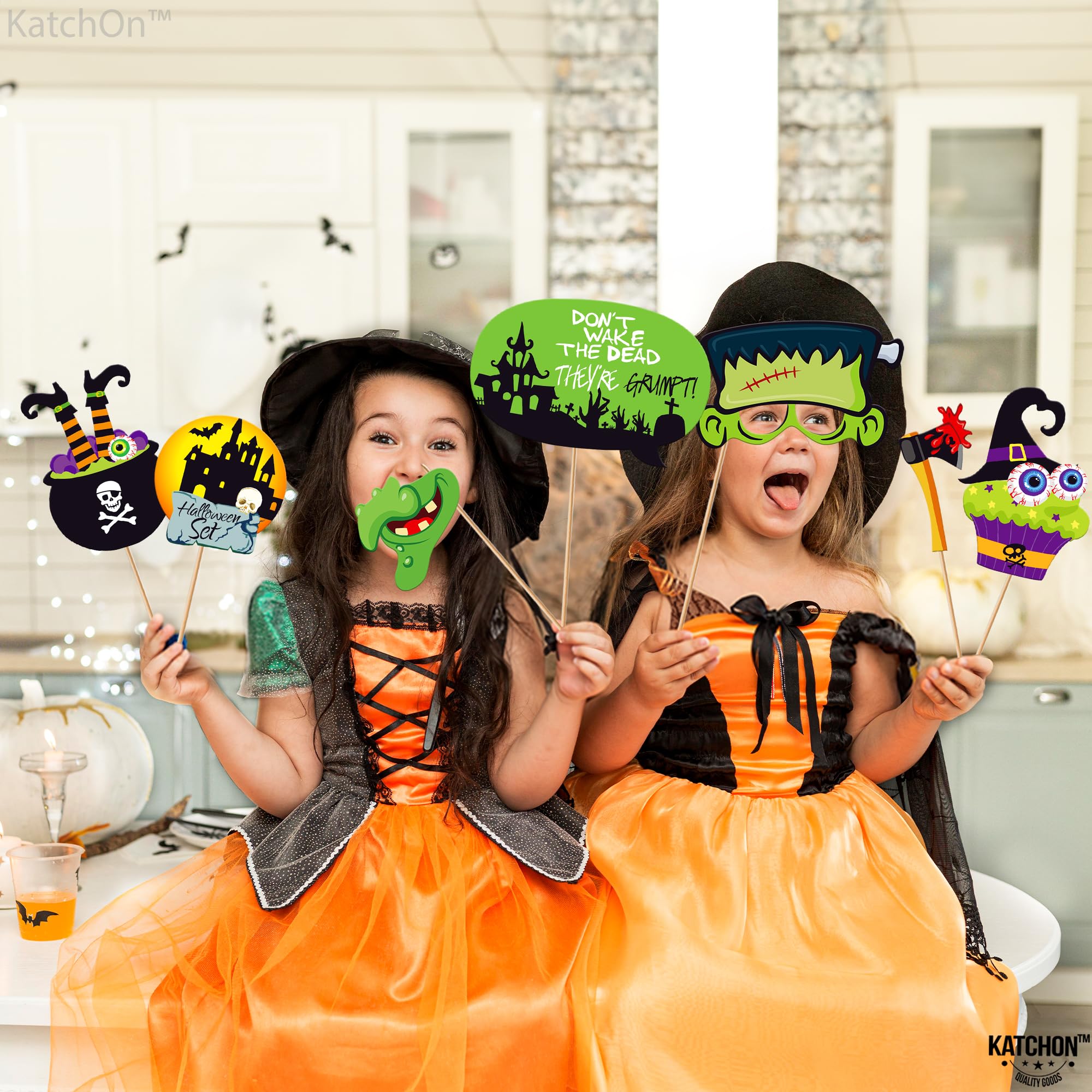 KatchOn, Halloween Photo Booth Props - Large, Pack of 56 | Hocus Pocus Halloween Photo Props for Photoshoot | Halloween Selfie Props, Witch Photo Props | Halloween Birthday Photo Booth Props