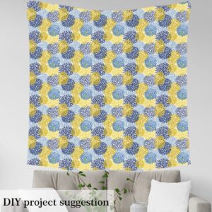 Flower Fabric by The Yard Bohemian Style Upholstery Fabric for Chairs Sofa DIY Projects Geometric Splicing Pattern Decorative Waterproof Outdoor Fabric,1 Yard,Blue Yellow