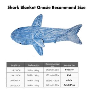 Shark Blanket For Adult, Wearable Shark Blanket Hoodie Super Soft Cozy Flannel, Boys Girls Shark Onesie