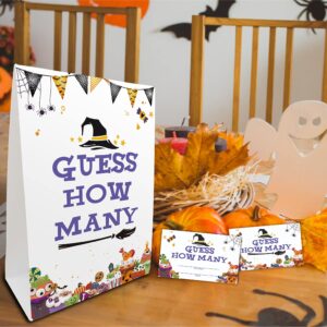 Halloween Bridal Shower Game Sign and Card, Halloween Guess How Many Party Game Set, 1 Sign With 50 Guess Tickets –LK-012