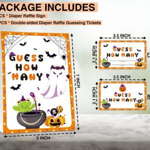 Halloween Bridal Shower Game Sign and Card, Halloween Guess How Many Party Game Set, 1 Sign With 50 Guess Tickets –LK-014