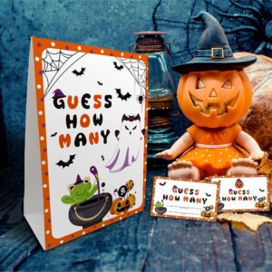 Halloween Bridal Shower Game Sign and Card, Halloween Guess How Many Party Game Set, 1 Sign With 50 Guess Tickets –LK-014