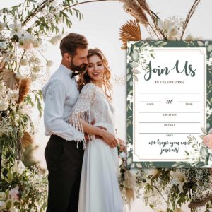 Wedding Reception Invitation, Greenery Bridal Shower Fill-in Invites Cards, Beautiful and Minimalist Wedding Planning Supplies,03(25 Pack)