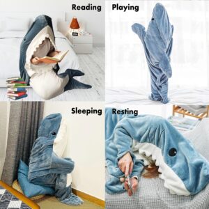 Shark Blanket For Adult, Wearable Shark Blanket Hoodie Super Soft Cozy Flannel, Boys Girls Shark Onesie