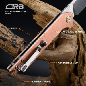 CJRB CUTLERY Folding Knife Rampart (J1907-COP) AR-RPM9 Powder Steel Blade Copper Handle Pocket Knife EDC Knife