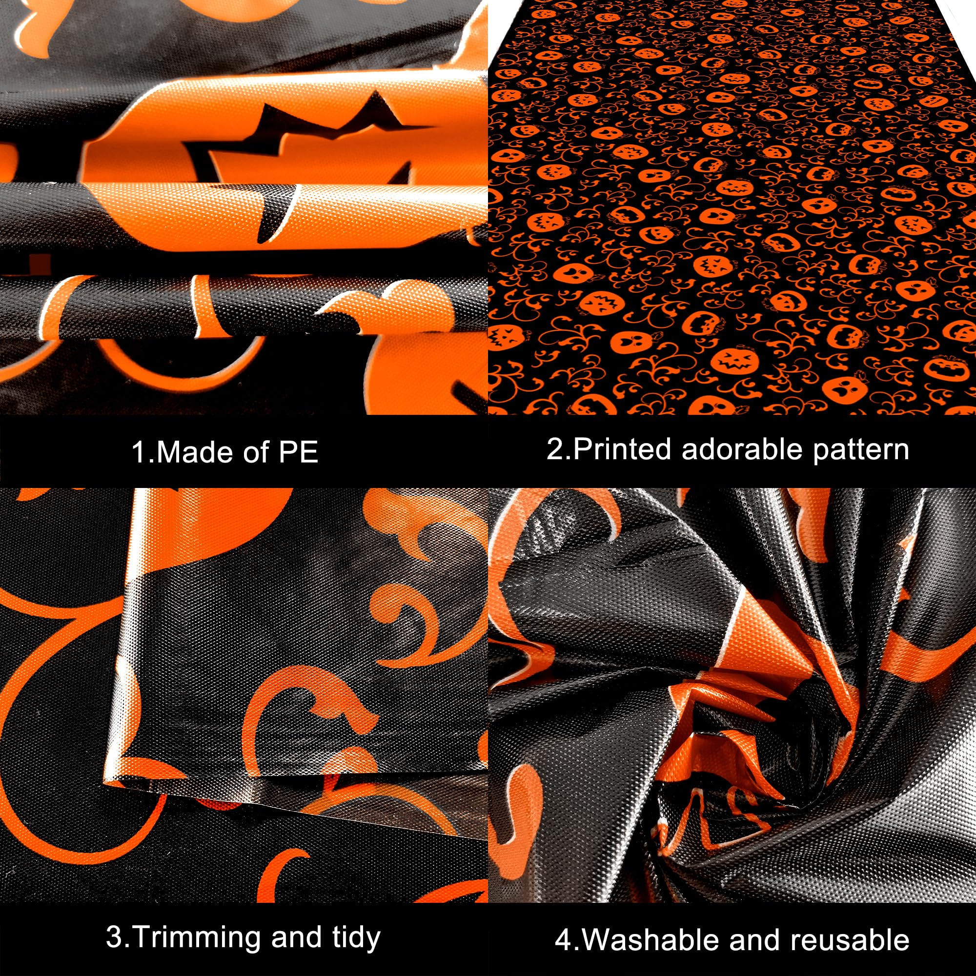 KatchOn, Pumpkin Halloween Tablecloth Plastic - 54x90 Inch, Pack of 3 | Pumpkin Tablecloth, Black and Orange Halloween Table Covers | Halloween Table Cloth Disposable, Pumpkin Halloween Decorations