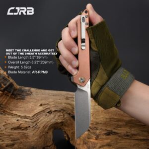 CJRB CUTLERY Folding Knife Rampart (J1907-COP) AR-RPM9 Powder Steel Blade Copper Handle Pocket Knife EDC Knife