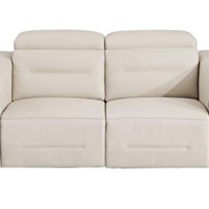 Blackjack Furniture Ferrara Power Reclining Sofa Loveseat with USB Ports to Charge Devices, Adjustable Multi-Position Headrests, Wall Hugger Design, 64.3" W, Beige