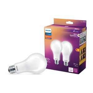 philips led flicker-free frosted dimmable a21 light bulb - eyecomfort technology - 1600 lumen- soft white (2700k)- 12.5w=100w - e26 base - title 20 certified - ultra definition - indoor - 2-pack