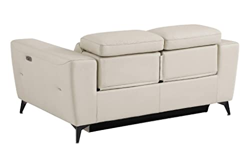 Blackjack Furniture Ferrara Power Reclining Sofa Loveseat with USB Ports to Charge Devices, Adjustable Multi-Position Headrests, Wall Hugger Design, 64.3" W, Beige