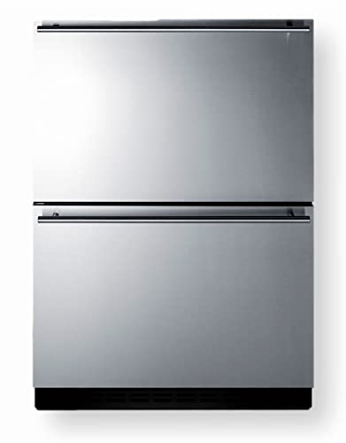 Summit Appliance ADFD243OS 24" Wide Outdoor 2-Drawer All-Freezer, Stainless Steel/Panel-Ready Door, Black Cabinet, Frost-Free, ADA Compliant