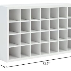 Paint Bottle Organizer with 28 Compartments for Artists Craft Supply Storage, Artwork, Drawing, and Painting (White, 12.5 x 3.5 x 7.4 In)