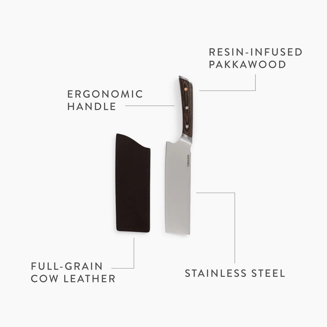 Barebones No. 7 Nakiri Knife - 7-Inch German-Grade Blade - Chopping Knife Perfect for Vegetables - Versatile Chef Knife - Everyday Kitchen Essentials