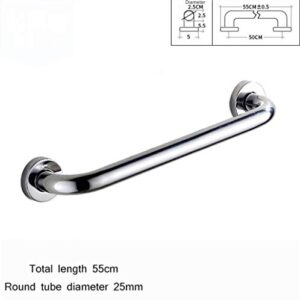 XHALERY Shower Aids,Safety Grab Rails,Bathroom Support Handle,Pure 304 Stainless Steel Bathtub Armrest,Bathtub,Toilet, Bathroom,Kitchen,Stairway Handrail (Color : Silver, Size : 55CM)