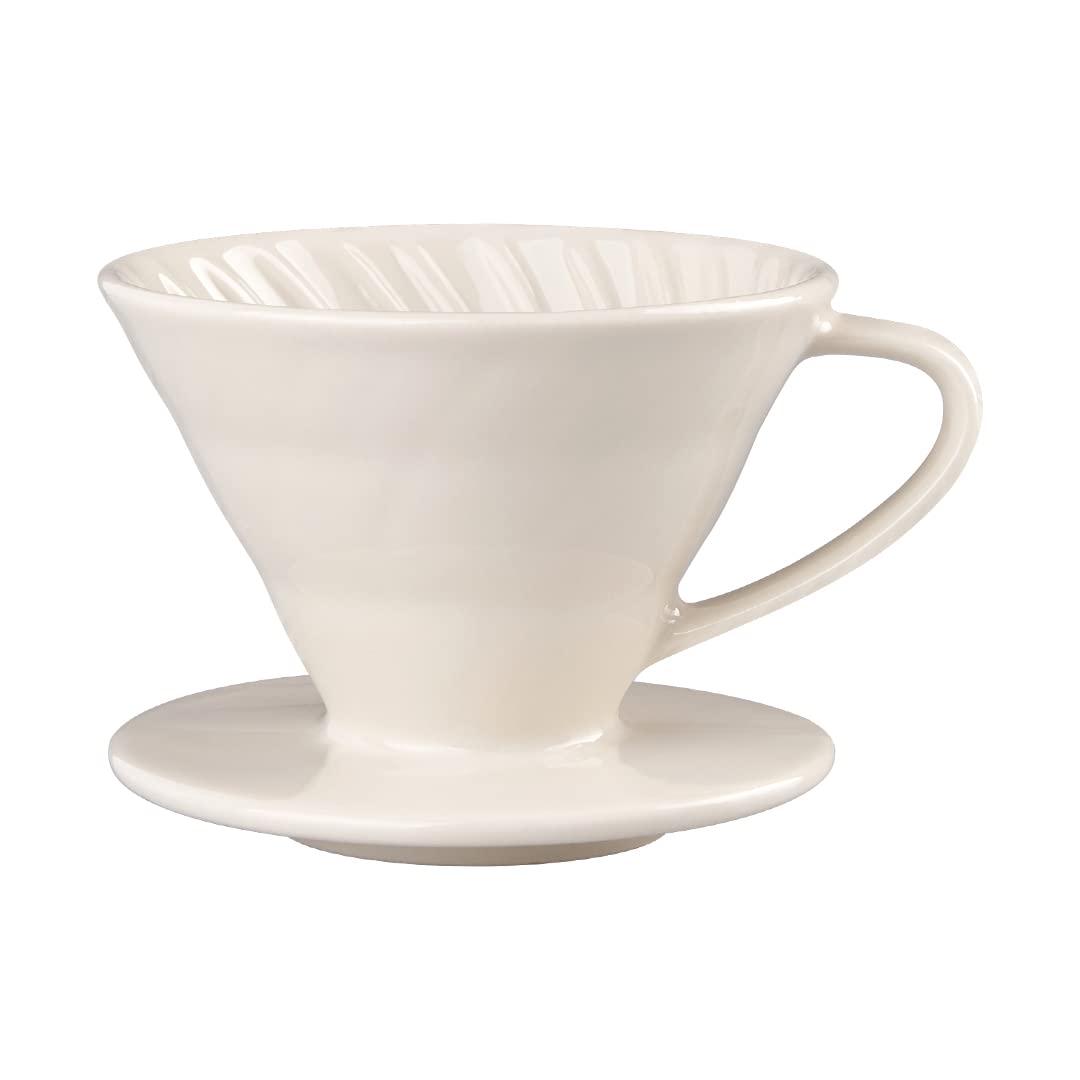 YOLIFE Pour Over Coffee Dripper, Pour Over Cone Coffee Maker, Ceramic, 2 Cup, Off White