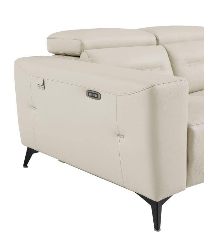 Blackjack Furniture Ferrara Power Reclining Sofa Loveseat with USB Ports to Charge Devices, Adjustable Multi-Position Headrests, Wall Hugger Design, 64.3" W, Beige