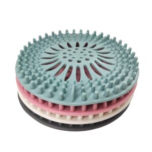 Drain Strainer Hair and Debris Catcher Set Shower and Sink Drain 4 Pack, 5.12” *5.12” *0.48”, White, Blue, Pink, Dark Gray