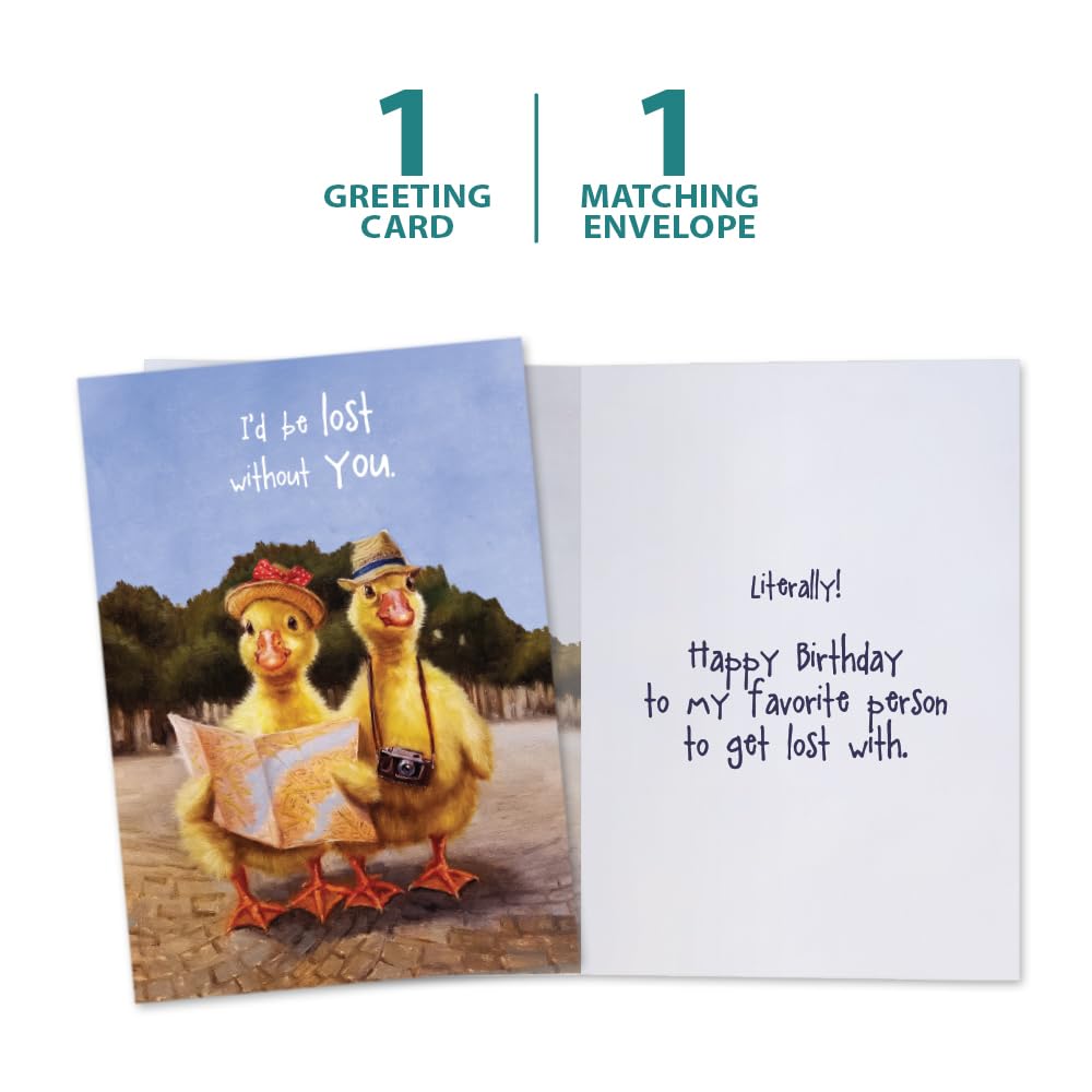 Tree-Free Greetings - Humorous Birthday Cards for Husband - Artful Designs - 1 Card + Matching Envelopes - Made in USA - 100% Recycled Paper - 5"x7" - Lost Without You (GO61450)