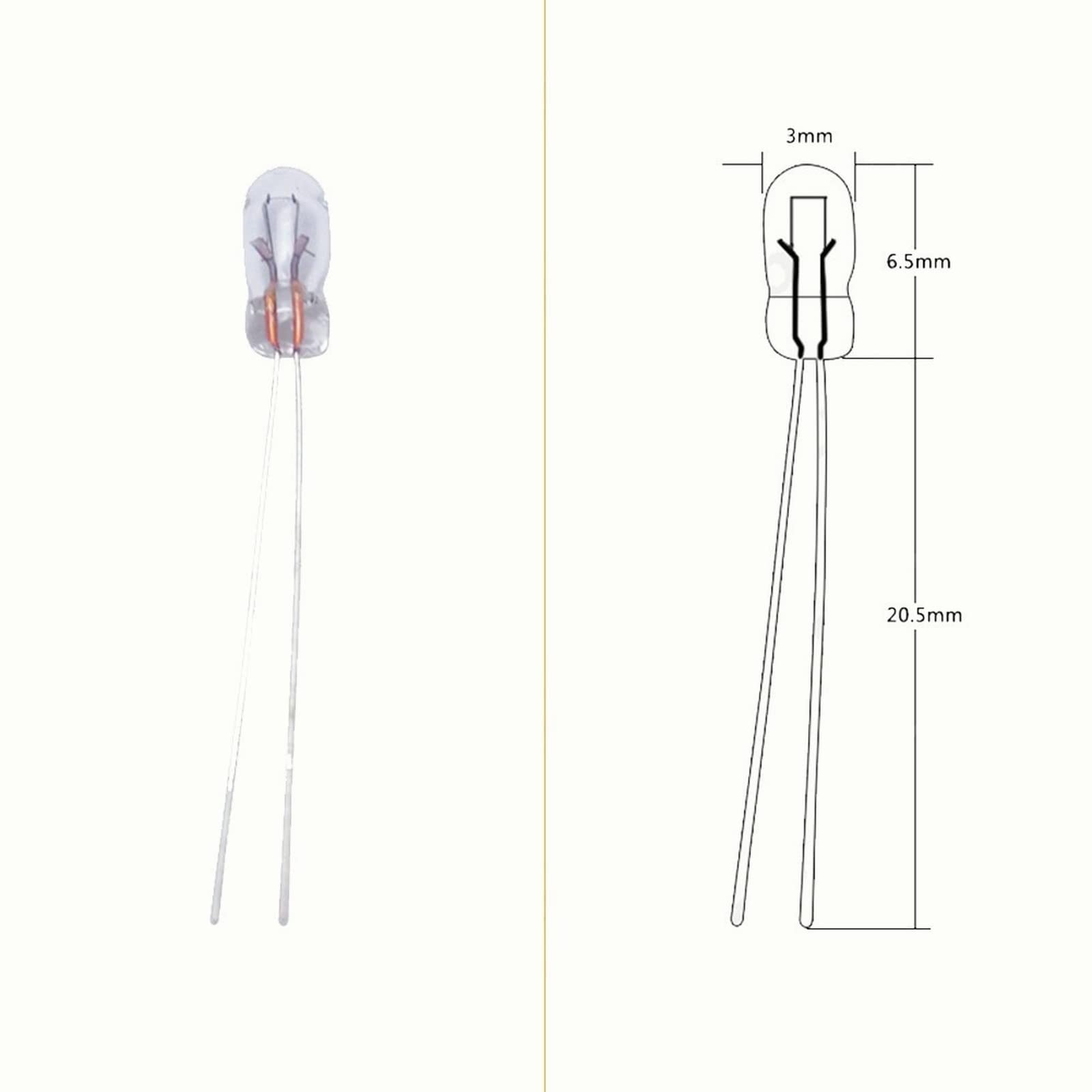 MOONDKIST 20Pcs Light Bulbs, 3mm 12V Miniature Lamp Light Bulb, T3 Incandescent Filament Halogen Bulb