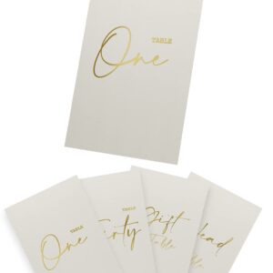 dynamic collection Wedding Table Numbers - Gold Table Numbers for Wedding Reception with Double Sided Table Number Cards 1-30 + Head Table & Gift Table Card, Luxury Gold Foil, 400 GSM, 4x6 inches