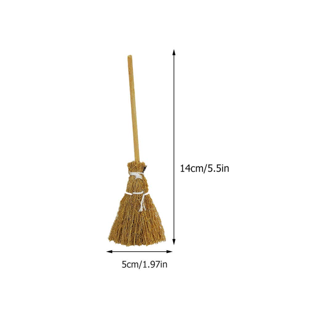 Toyvian Witch Broom Witch Broom 5Pcs Artificial Mini Broom Miniature Broom Props Mini Straw Broom Fairy Hopuse Micro Landscape Decoration Witch Broomstick Cinnamon Broom