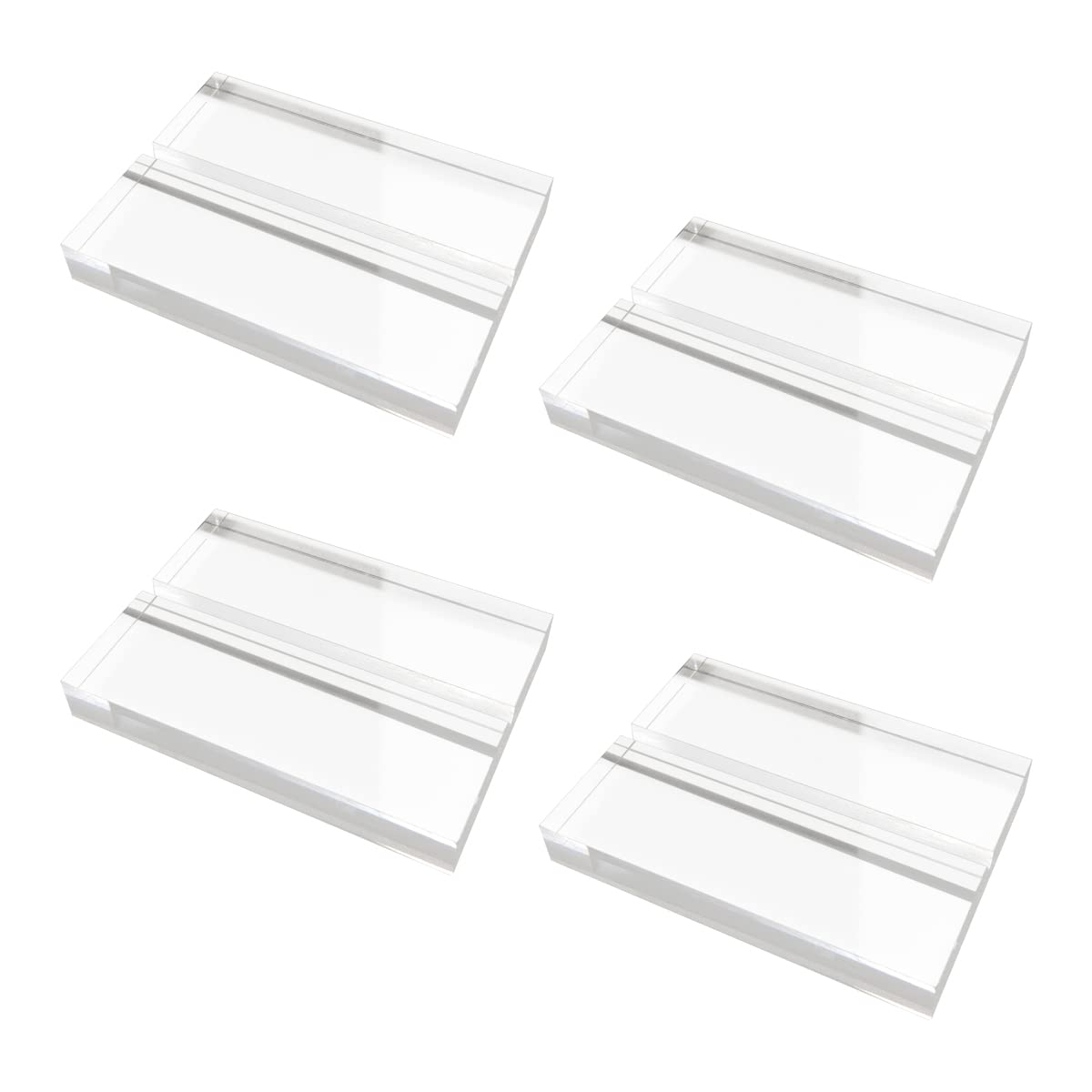 4 Pcs Clear Acrylic Place Card Holders,Clear Acrylic Base Wedding Signs Clear Table Number Holders for Wedding Party Events Decoration(2.8 x 2 x 0.4 Inch)