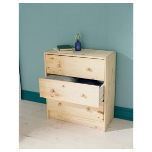 ATAADINE RAST 3-Drawer Chest, Pine, 24 3/8x26 3/4" Natural Pine Wood Home Bedroom Dorm Furniture Unfinished