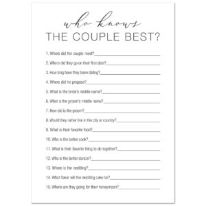 24 minimalist bridal shower game - who knows the couple best