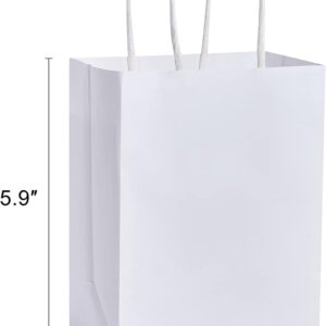 SUNCOLOR 25 Pieces 6" Mini Goodie Bags Small White Gift Bags with Handle for Party Favor Bags (White)