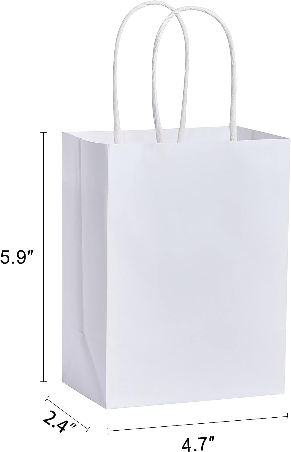 SUNCOLOR 25 Pieces 6" Mini Goodie Bags Small White Gift Bags with Handle for Party Favor Bags (White)