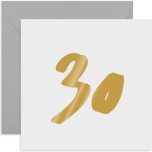 old english co. golden 30th birthday card - thirtieth birthday wishes for men and women| blank inside & envelope included