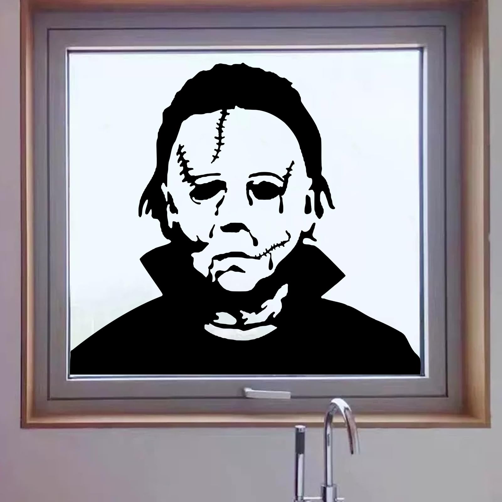 AnFigure Michael Myers Window Stickers - Window Halloween Decorations - Holiday Horror Decals Living Room Bedroom Bathroom Door Window Mirror Vinyl Art Decor 18"X16"