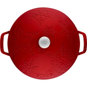 STAUB CAST Iron 24CM Snowflake, Cherry RED, Round French Oven