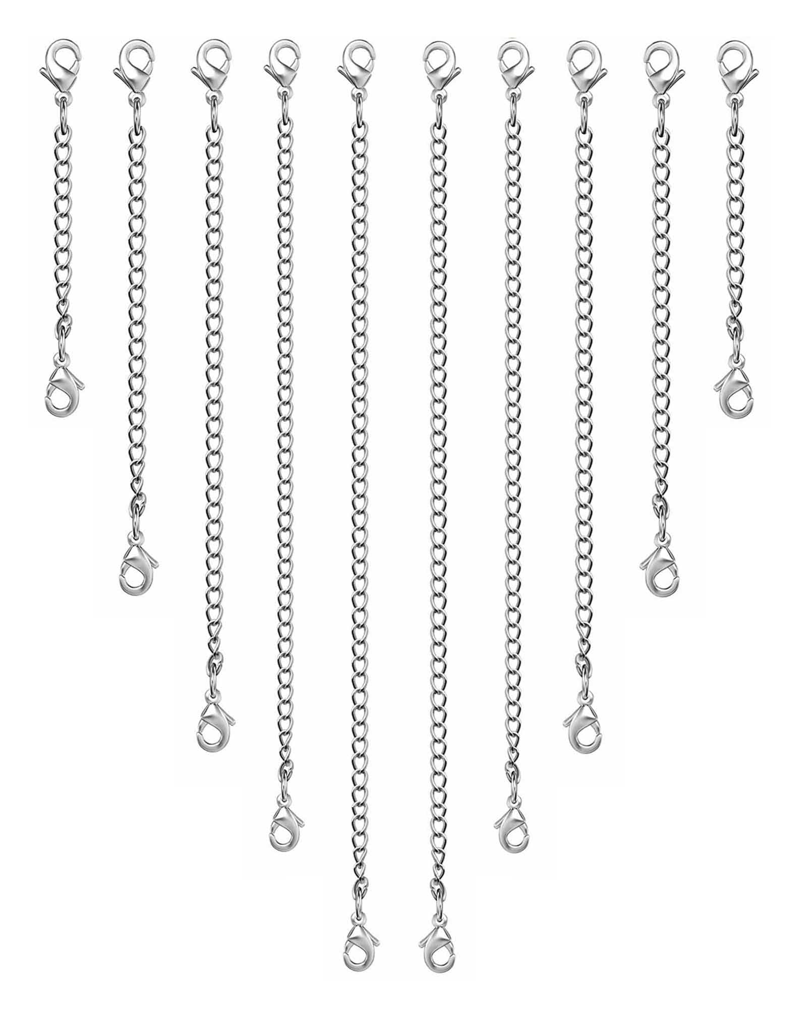 OHINGLT Necklace Extender 10Pcs Chain Extenders for Necklaces Bracelet,Gold and Silver Plated Extender Chain Necklace Chains for Jewelry Making