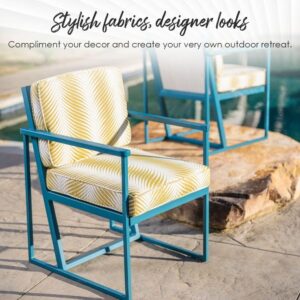 RSH DECOR: Deep Seating Cushion with Pillow Back | 23" x 24” Seat | Water and Fade-Resistant Spun Fabric | Outdoor Chair Cushion Set for Patio Furniture | Peacock