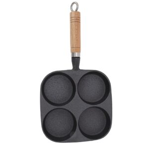 Egg Frying Pan, Cast Iron Cooking Utensils 4 Cup Egg Frying Pan Easy for Burgers for Pancakes for Breakfast