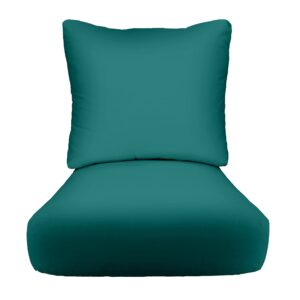 RSH DECOR: Deep Seating Cushion with Pillow Back | 23" x 24” Seat | Water and Fade-Resistant Spun Fabric | Outdoor Chair Cushion Set for Patio Furniture | Peacock