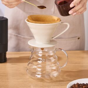 YOLIFE Pour Over Coffee Dripper, Pour Over Cone Coffee Maker, Ceramic, 2 Cup, Off White