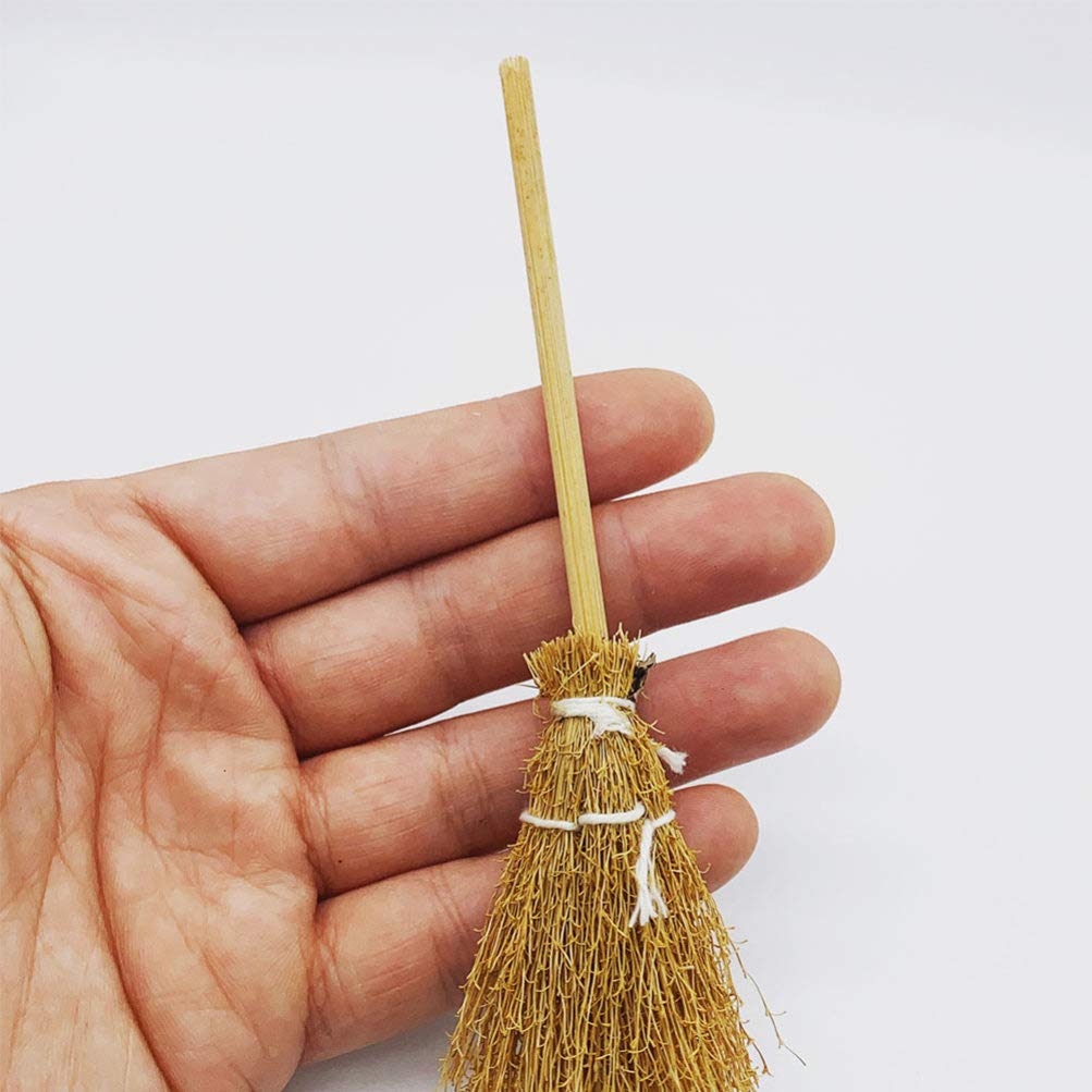 Toyvian Witch Broom Witch Broom 5Pcs Artificial Mini Broom Miniature Broom Props Mini Straw Broom Fairy Hopuse Micro Landscape Decoration Witch Broomstick Cinnamon Broom