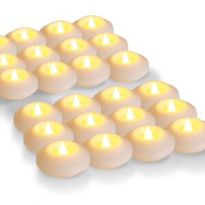 lardux pack of 24 led floating candles - 3 inch flameless plastic floating tea lights for bathtub swimming pool vase centerpiece decoration