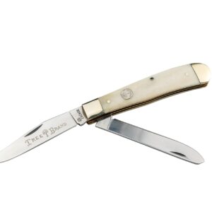 BOKER MANUFAKTUR Traditional Series TRAPPER 2.0 – Updated 2-Blade Trapper Pocket Knife, EDC Folder with D2 Blade, Multiple Handle Options, 2023 (White Bone)