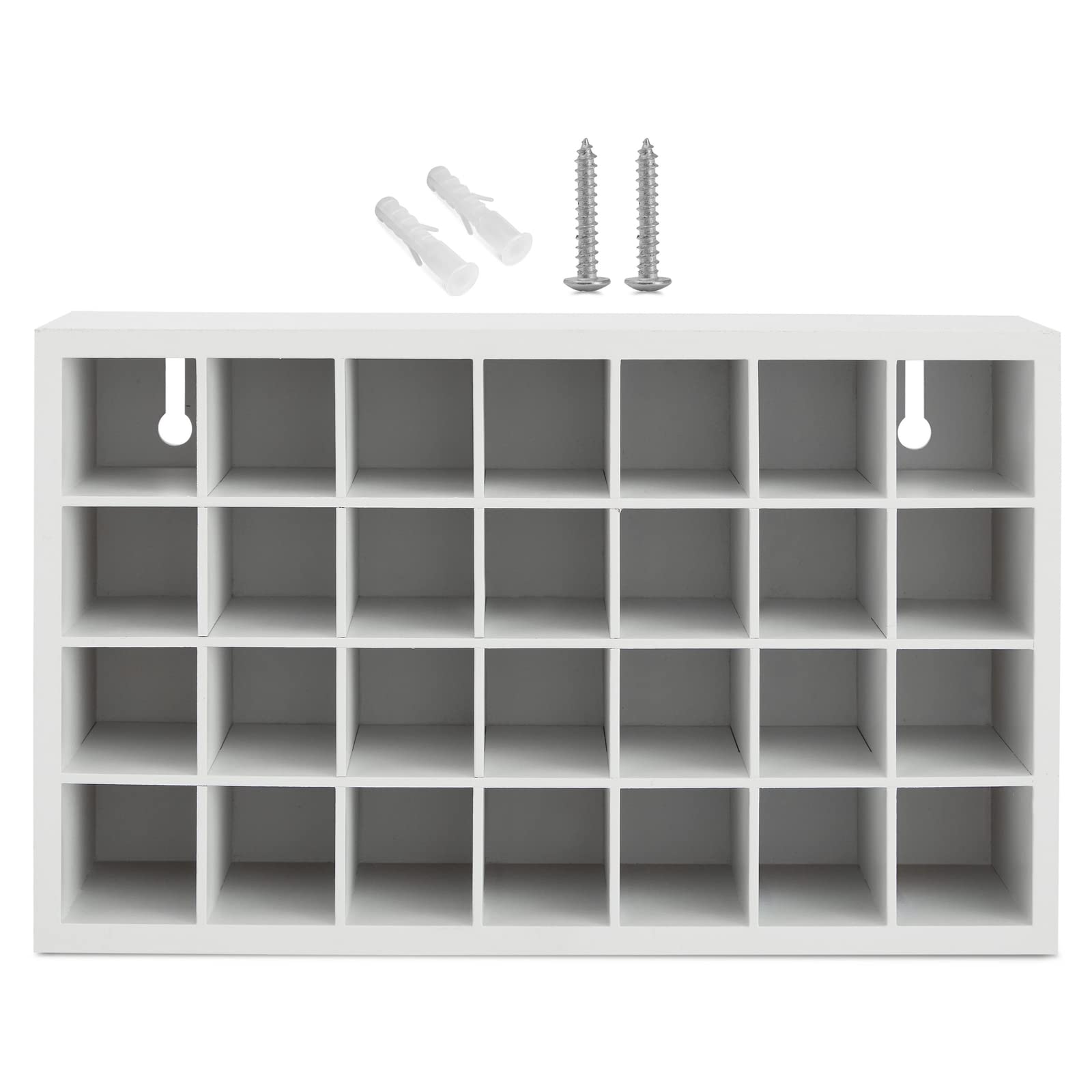 Paint Bottle Organizer with 28 Compartments for Artists Craft Supply Storage, Artwork, Drawing, and Painting (White, 12.5 x 3.5 x 7.4 In)