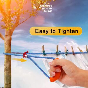 Togestar Clothesline Orange Rope 15m/50ft Unique Design - Easy to Tighten - Heavy Duty Drying Laundry Line Adjustable for Indoor Outdoor Laundry Clothesline Rope