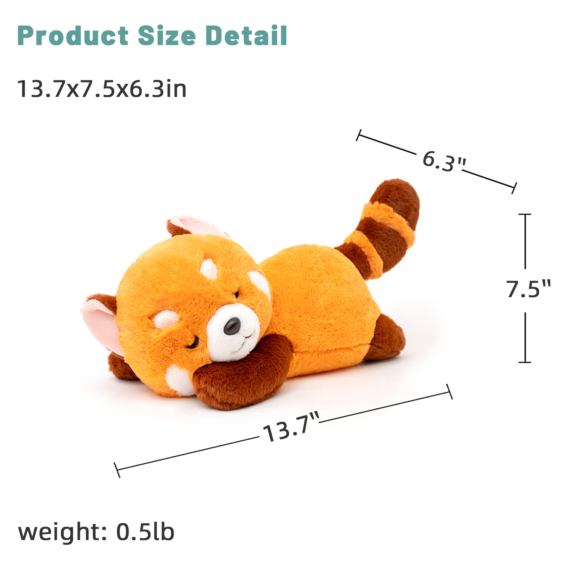 Adorlynetty Red Panda Stuffed Animal Pillow Panda Plushie Red Panda Plush Toy Gift for Kids Girlfriend Birthday 13.7" Panda Plush