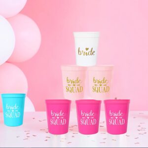 PartyGifts&beyond Bride Squad Plastic Cups 13packs Bachelorette Party Cups for Bridesmaid Bridal Shower Wedding Decorations(Neon)