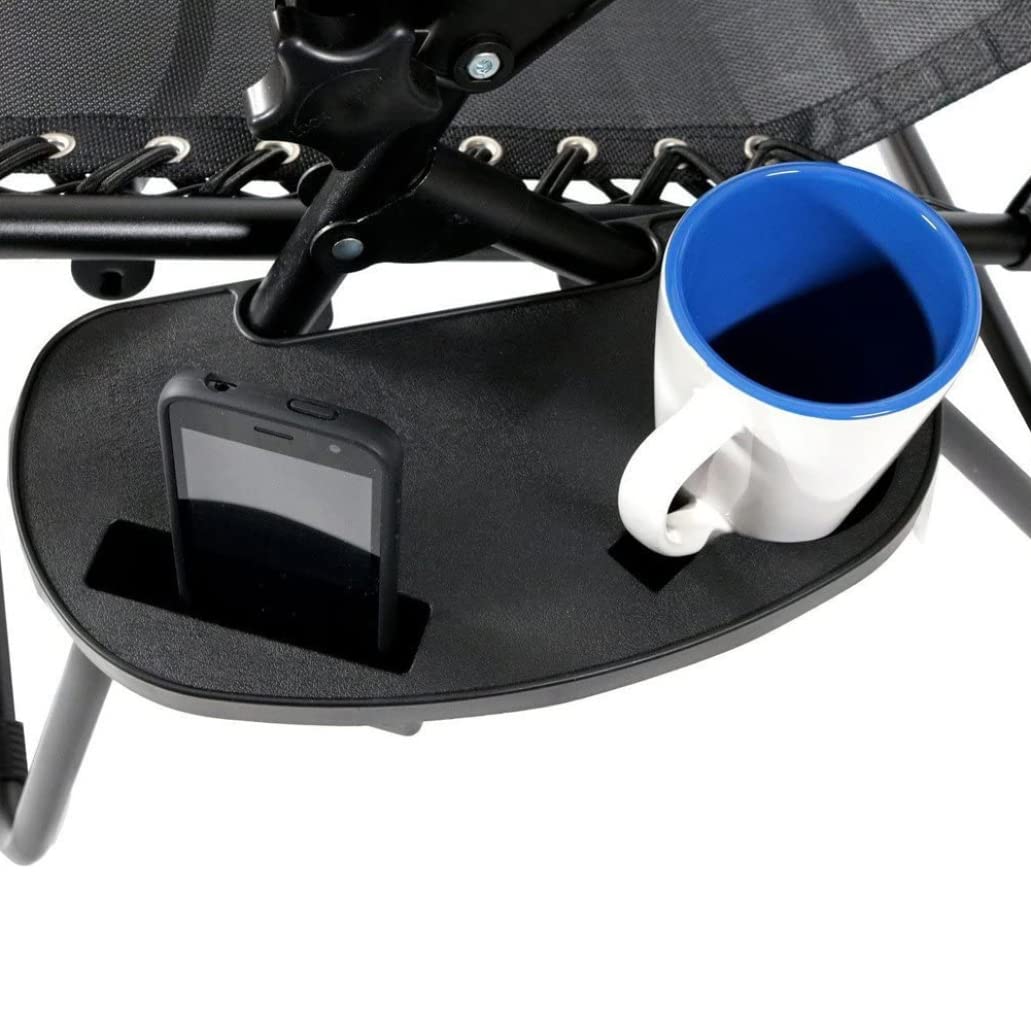 2pcs Universal Cup Holder for Zero Gravity Chair Utility Tray Clip On Chair Table with Mobile Device Slot and Snack Tray.