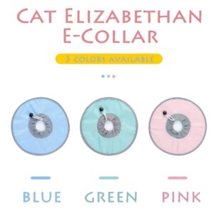 BECHANMIG Cat Recovery Collar Pet Cone Collar After Surgery Protective Cotton Cone, Adjustable Cat E Collar, Surgery Recovery Elizabethan Collars for Kitten and Cats, Green L