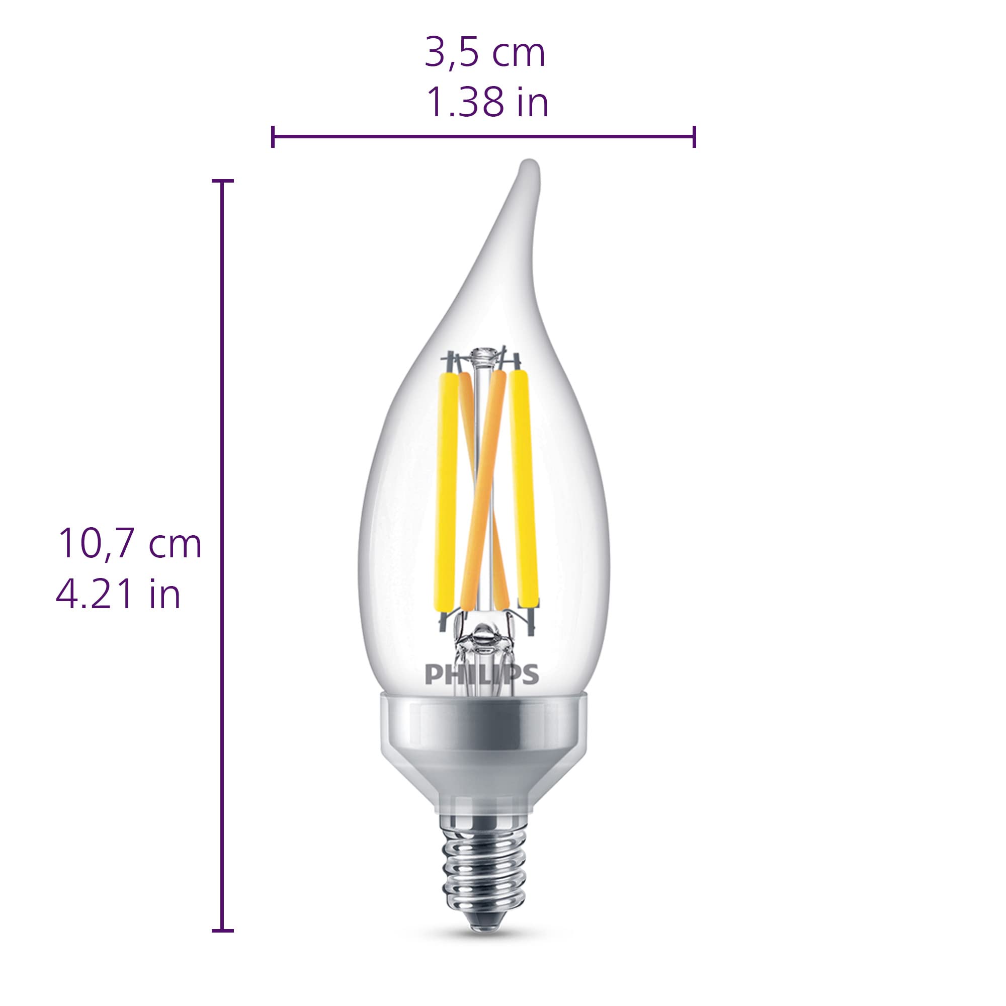 PHILIPS LED BA11 Candelabra LED Light Bulbs - Flicker-Free 60w Light Bulbs with EyeComfort Technology - Soft White 2700K Lightbulb - 500 Lumen - E12 Base - 3 Pack