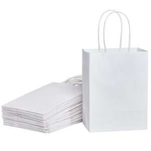 suncolor 25 pieces 6" mini goodie bags small white gift bags with handle for party favor bags (white)