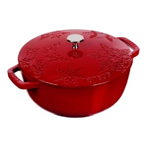 staub cast iron 24cm snowflake, cherry red, round french oven